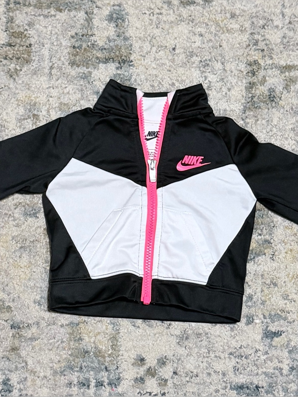 Nike Baby 6M Black White Pink Full Zip Track Jacket